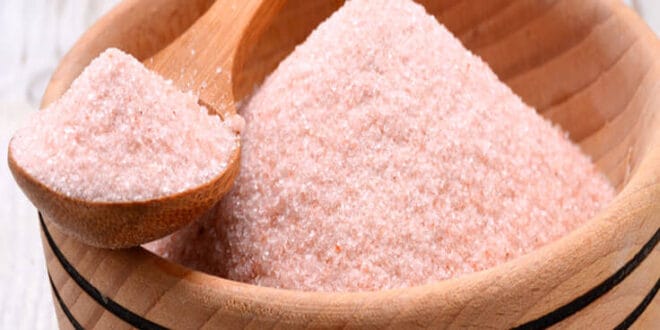 Natural pink Himalayan salt used for cooking and seasoning