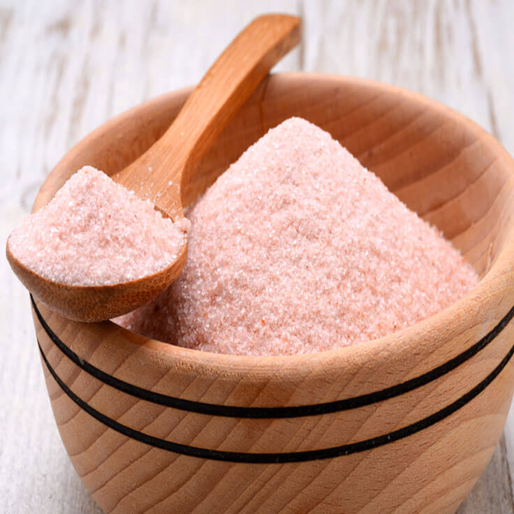 Natural pink Himalayan salt used for cooking and seasoning