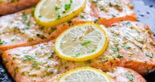 Easy baked salmon recipe with lemon, garlic, and herbs