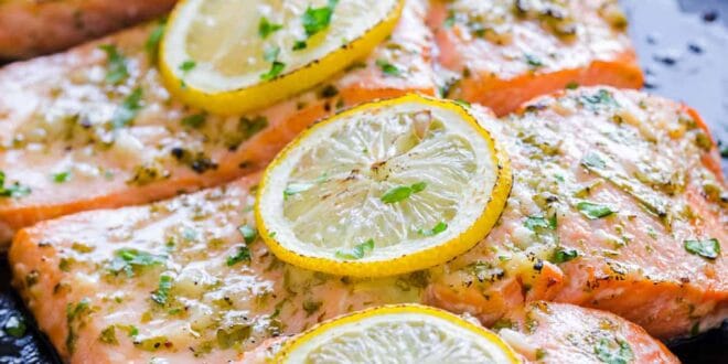 Easy baked salmon recipe with lemon, garlic, and herbs