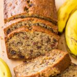 Moist homemade banana bread with golden crust and ripe banana flavor