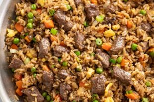 Quick beef fried rice recipe for dinner or meal prep