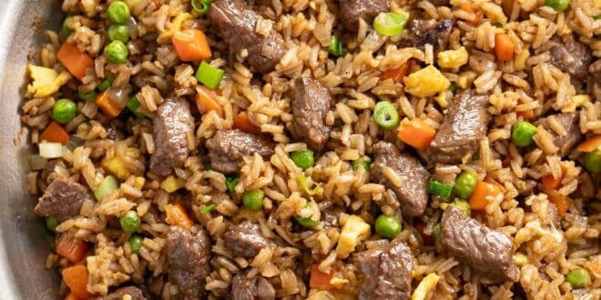 Quick beef fried rice recipe for dinner or meal prep