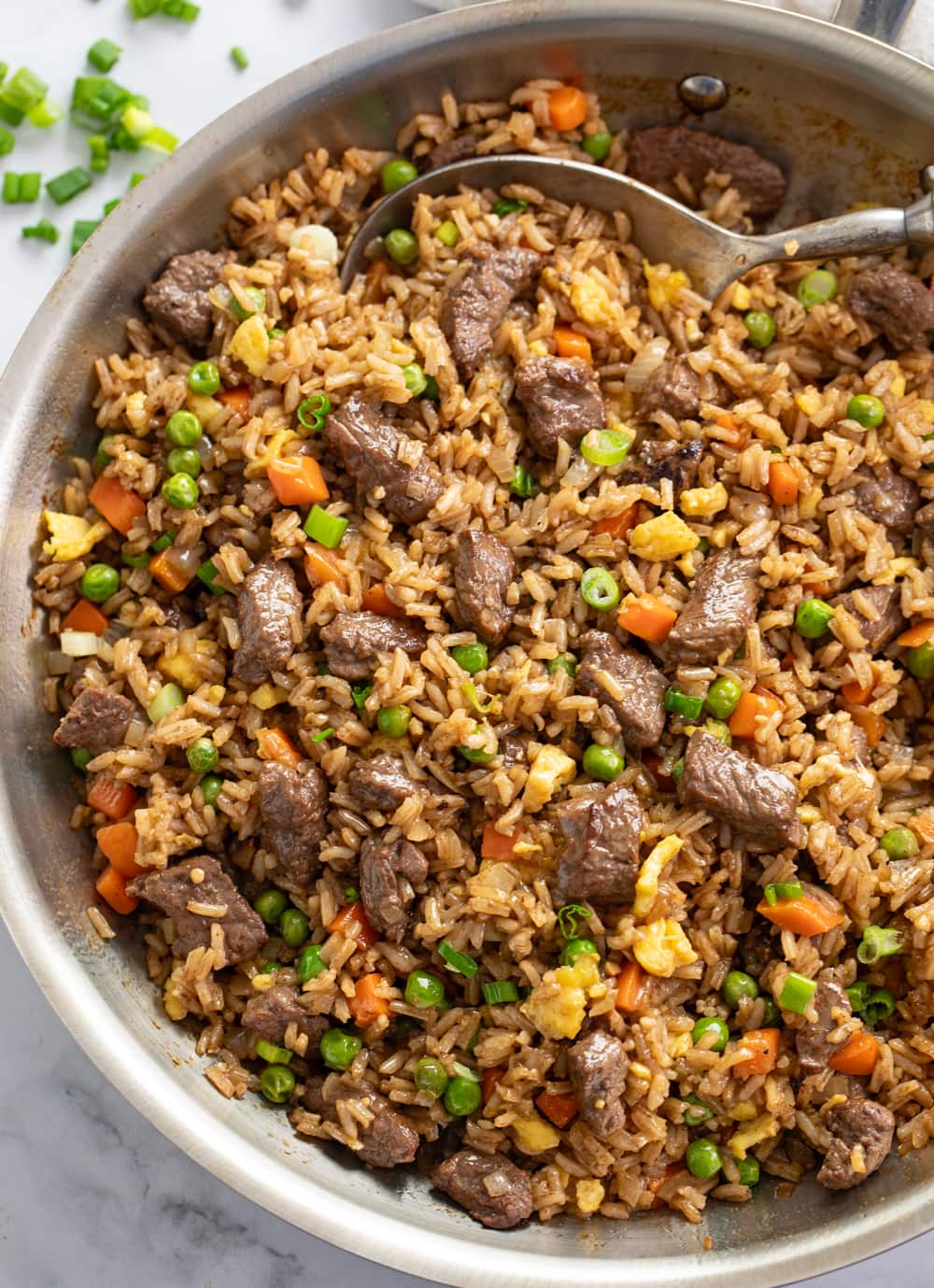 Quick beef fried rice recipe for dinner or meal prep