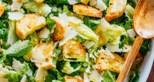 Creamy homemade Caesar salad dressing with garlic, parmesan, and lemon