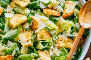 Creamy homemade Caesar salad dressing with garlic, parmesan, and lemon
