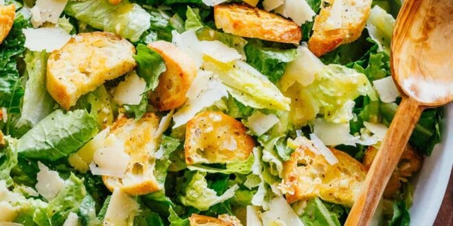 Creamy homemade Caesar salad dressing with garlic, parmesan, and lemon