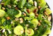 Fresh green salad with lettuce, cucumber, and light vinaigrette