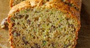 Moist zucchini bread recipe made with cinnamon and walnuts