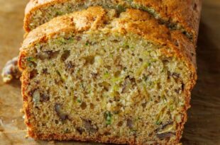Moist zucchini bread recipe made with cinnamon and walnuts