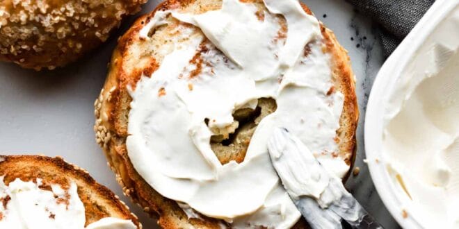 Freshly baked homemade bagels with golden crust and soft center