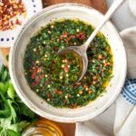 chimichurri recipe made with parsley, garlic, and olive oil