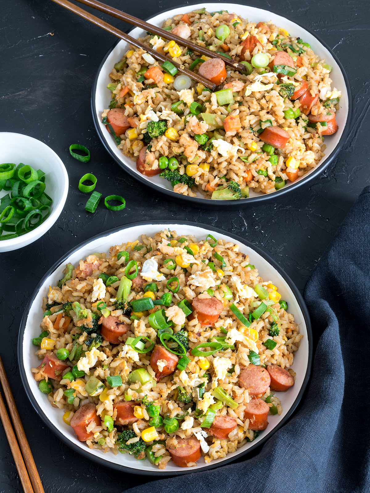 Authentic Chinese fried rice recipe with eggs and vegetables