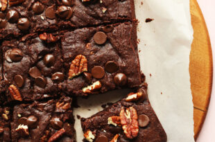 Delicious gluten-free chocolate brownies served on a plate