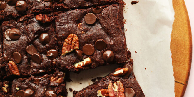 Delicious gluten-free chocolate brownies served on a plate