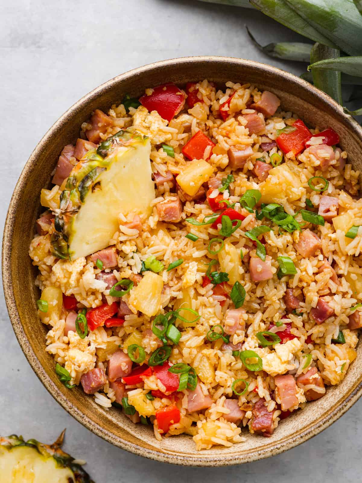 Hawaiian Spam fried rice recipe with pineapple and green onions