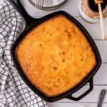 Homemade Jiffy cornbread served with honey and butter