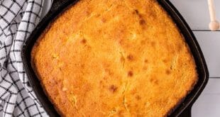 Homemade Jiffy cornbread served with honey and butter