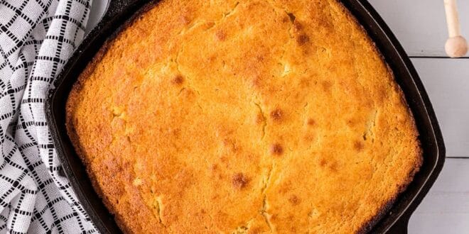 Homemade Jiffy cornbread served with honey and butter
