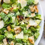 Caesar salad with romaine lettuce, parmesan cheese, and crispy croutons