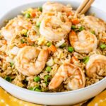 Easy shrimp fried rice recipe with vegetables and soy sauce