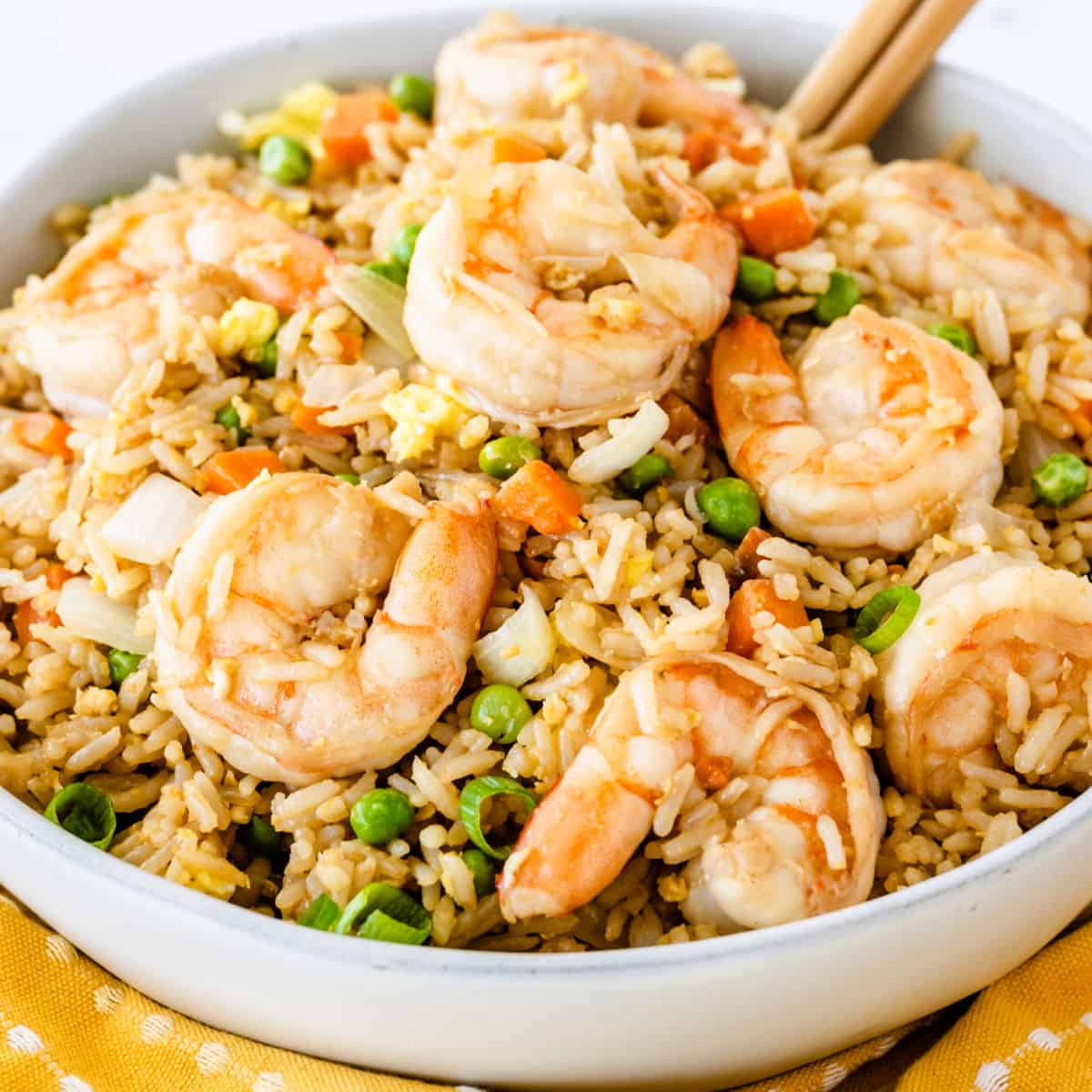 Easy shrimp fried rice recipe with vegetables and soy sauce