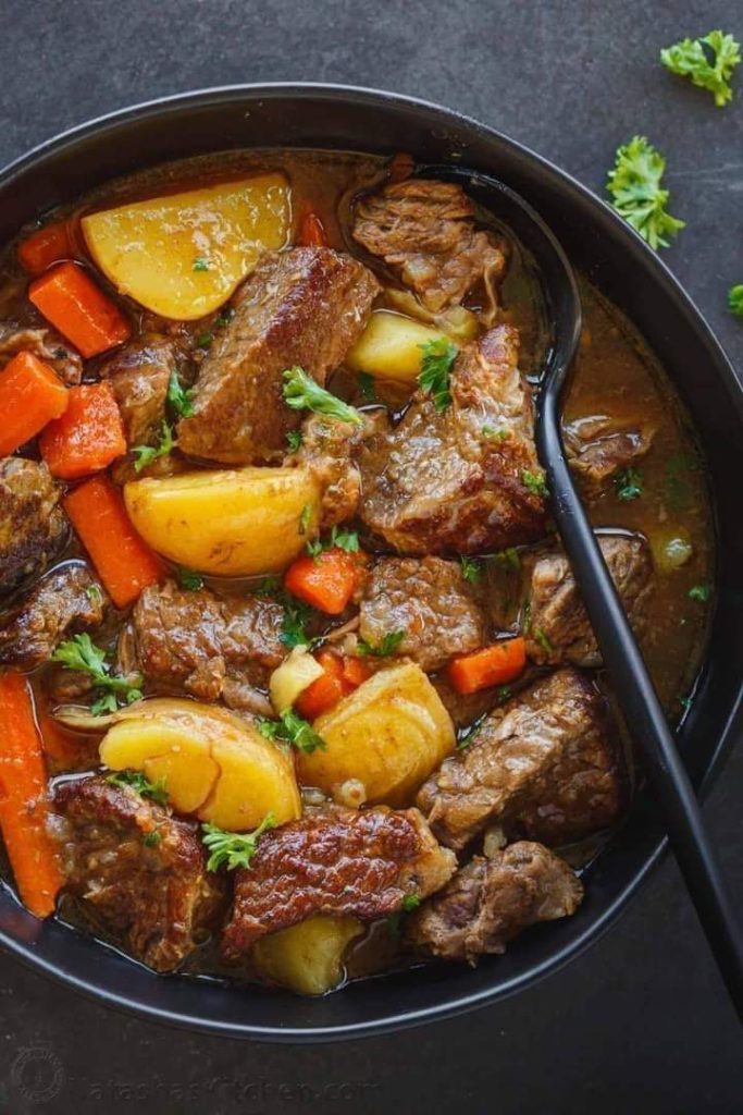 Hearty slow cooker beef stew recipe with tender meat and vegetables