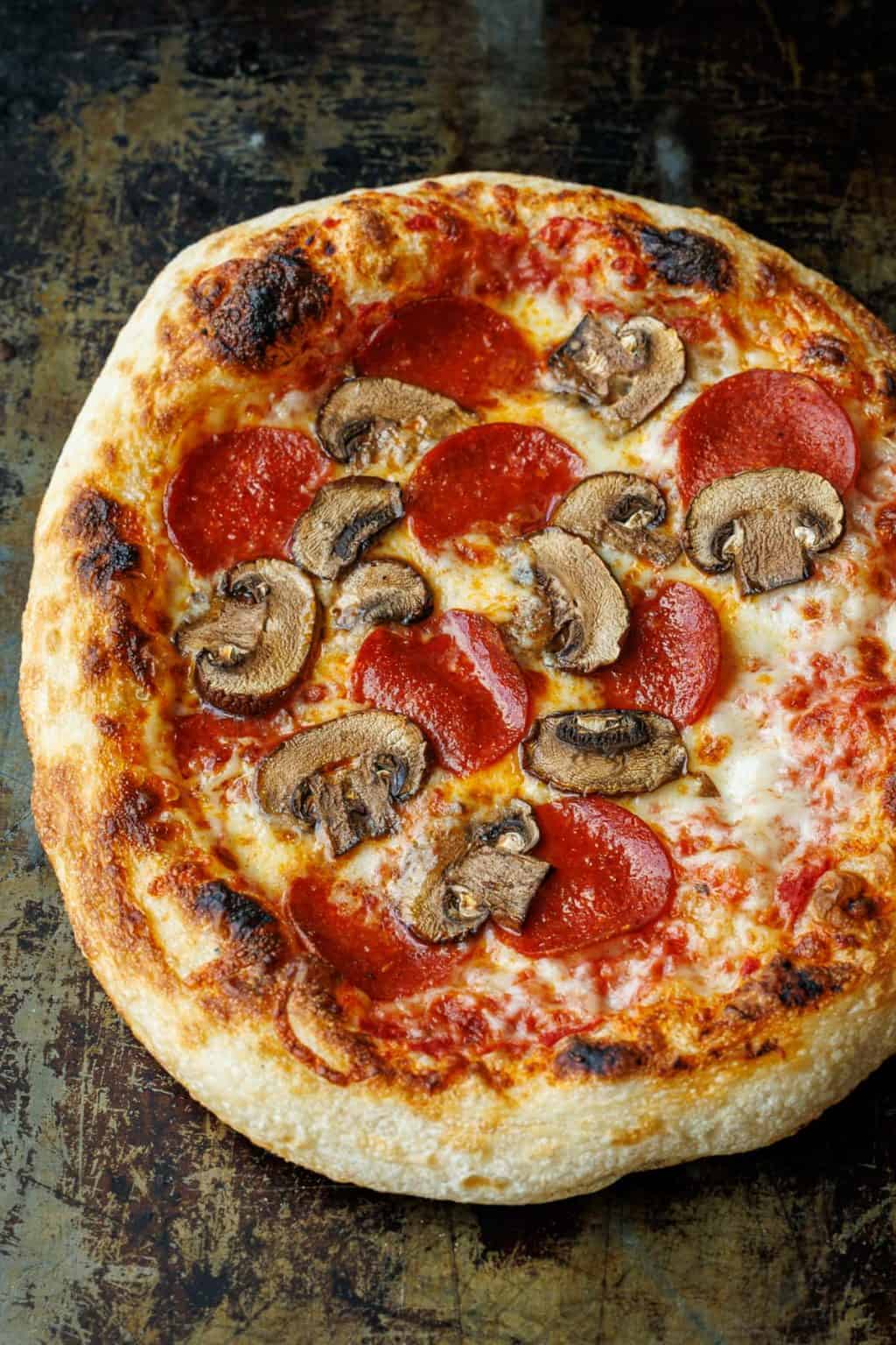 Fresh sourdough pizza dough ready for baking