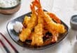 Crispy Japanese tempura shrimp and vegetables with dipping sauce